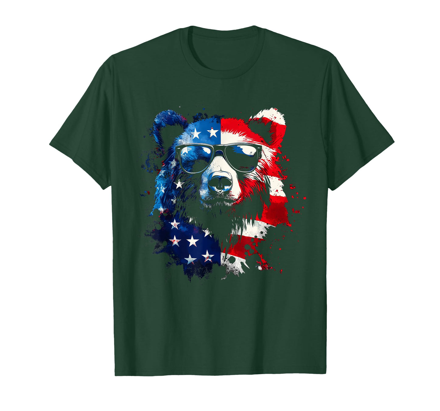 Patriotic Bear American Flag Grizzly Bear 4th Of July T-Shirt
