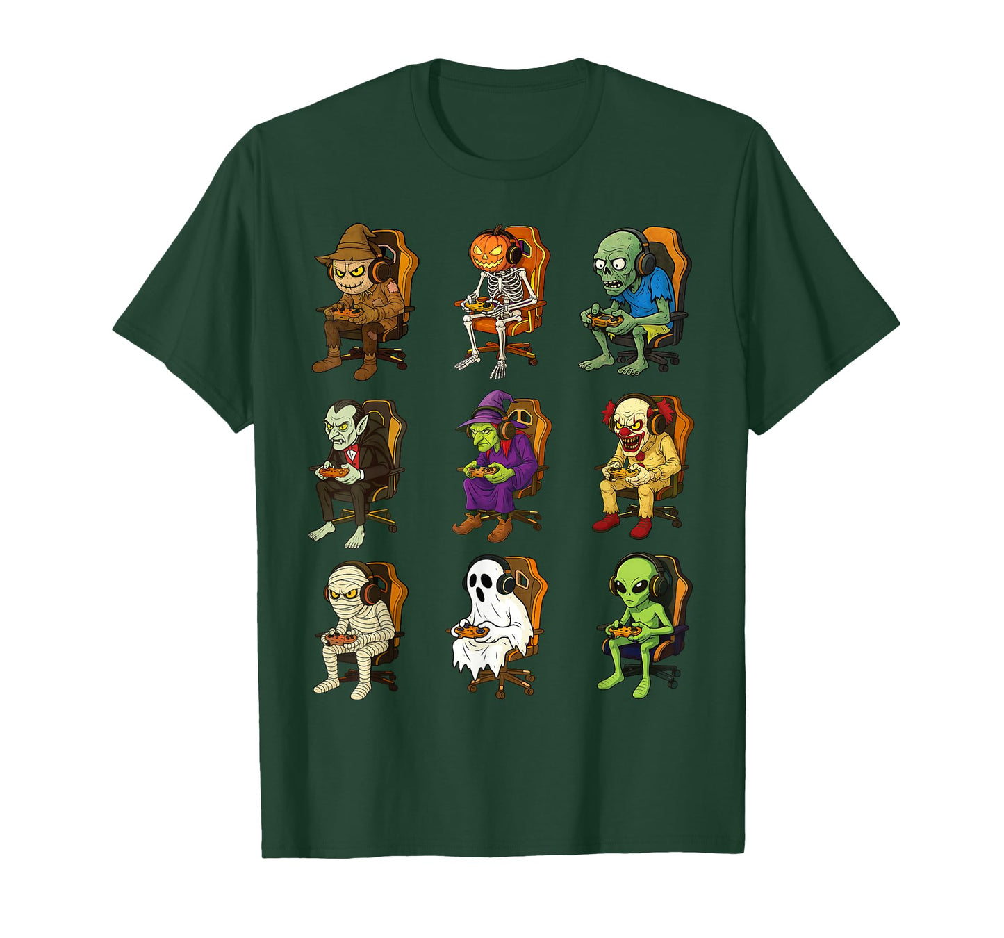 Gamer Halloween Zombie Vampire Witch Alien Scarecrow Gaming T-Shirt