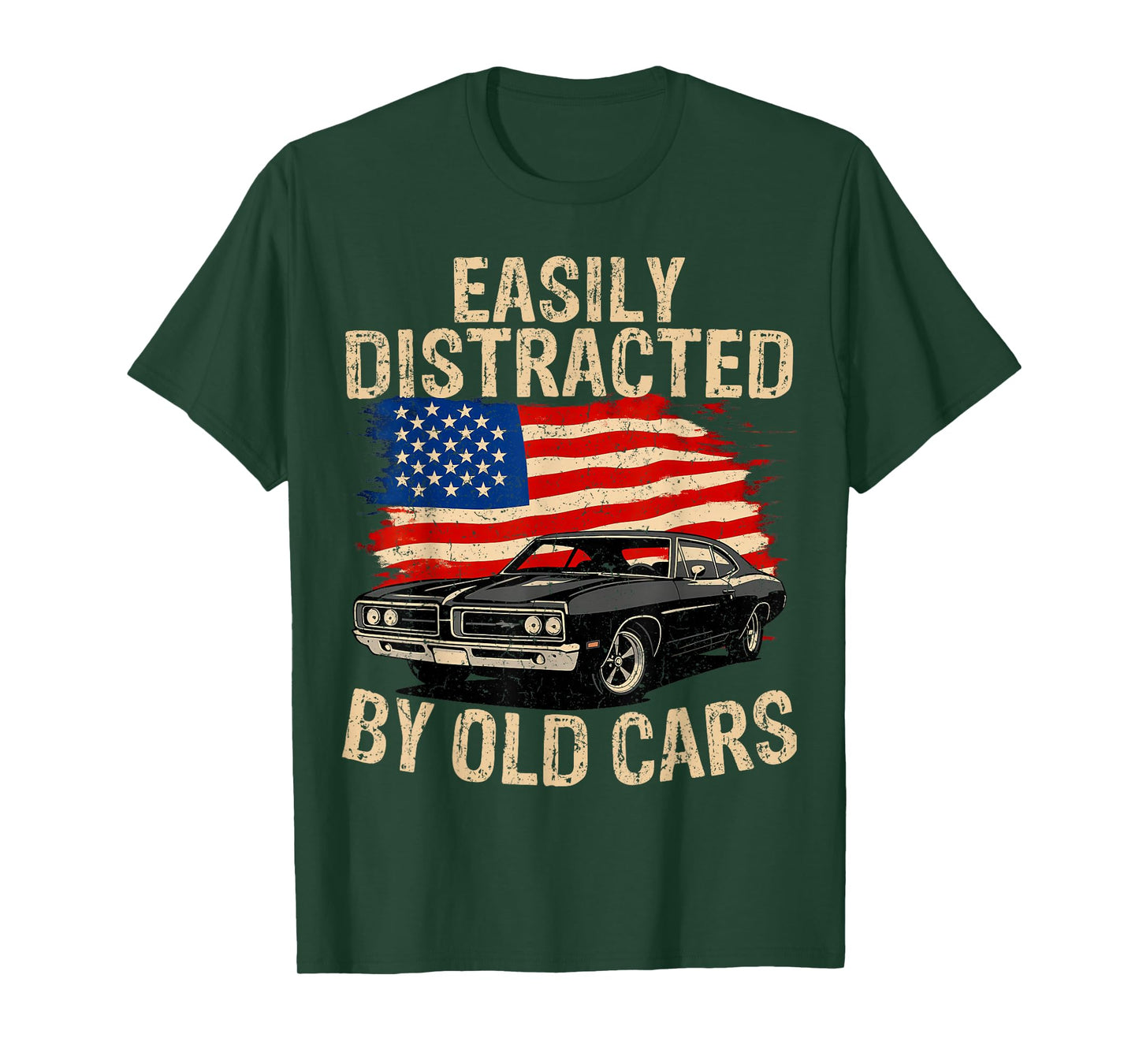 Easily Distracted by Old Cars Vintage Car Men Women T-Shirt