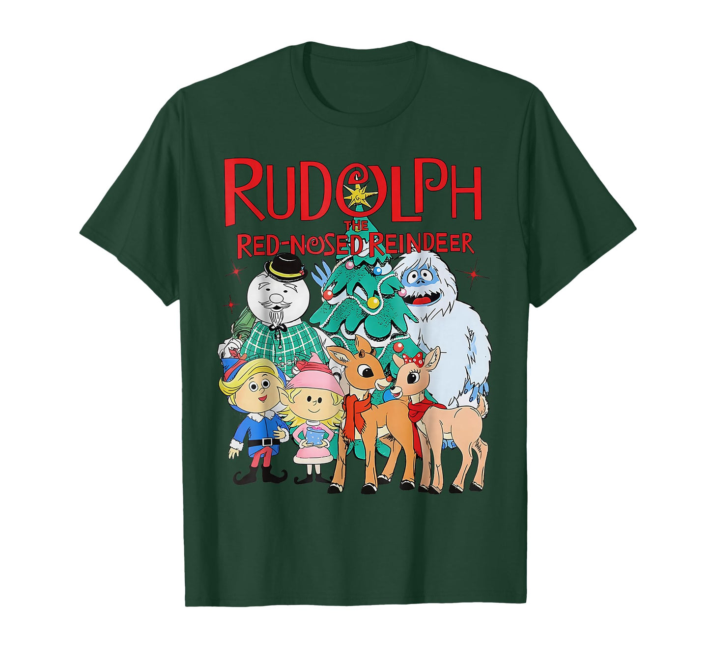 Funny Cute Rudolph The Red Nosed Reindeer Christmas Tree T-Shirt