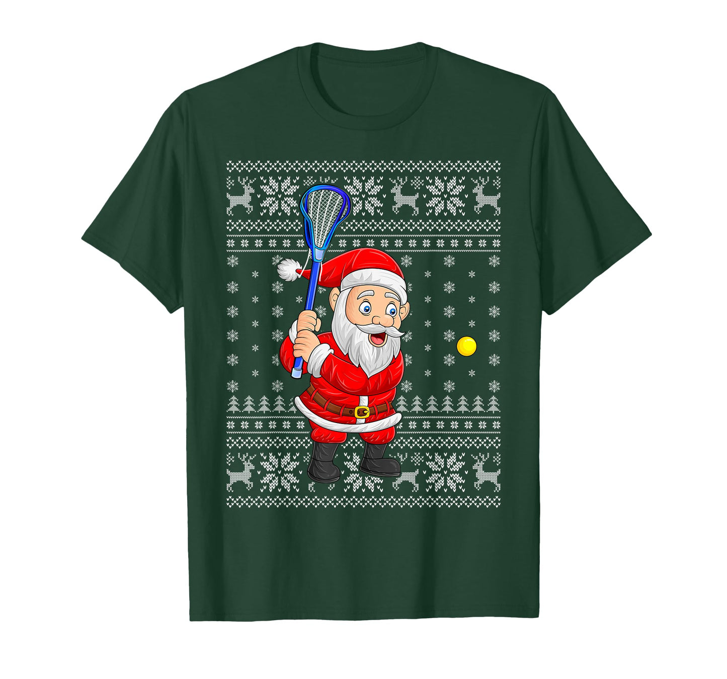 Santa Playing Lacrosse Ugly Christmas Sweaters Xmas T-Shirt