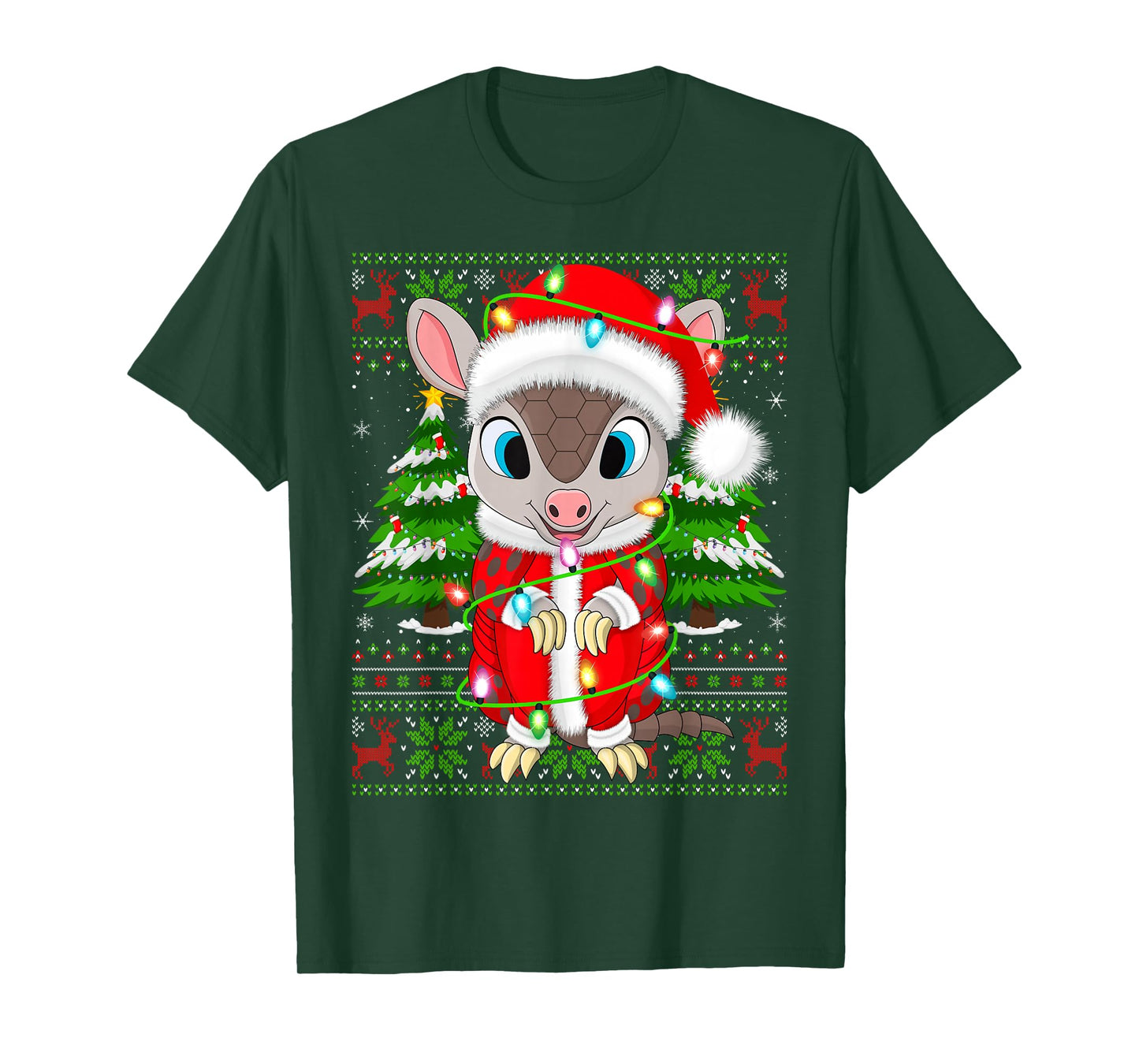 Armadillo Christmas Lights Santa Costume Ugly Xmas Sweaters T-Shirt