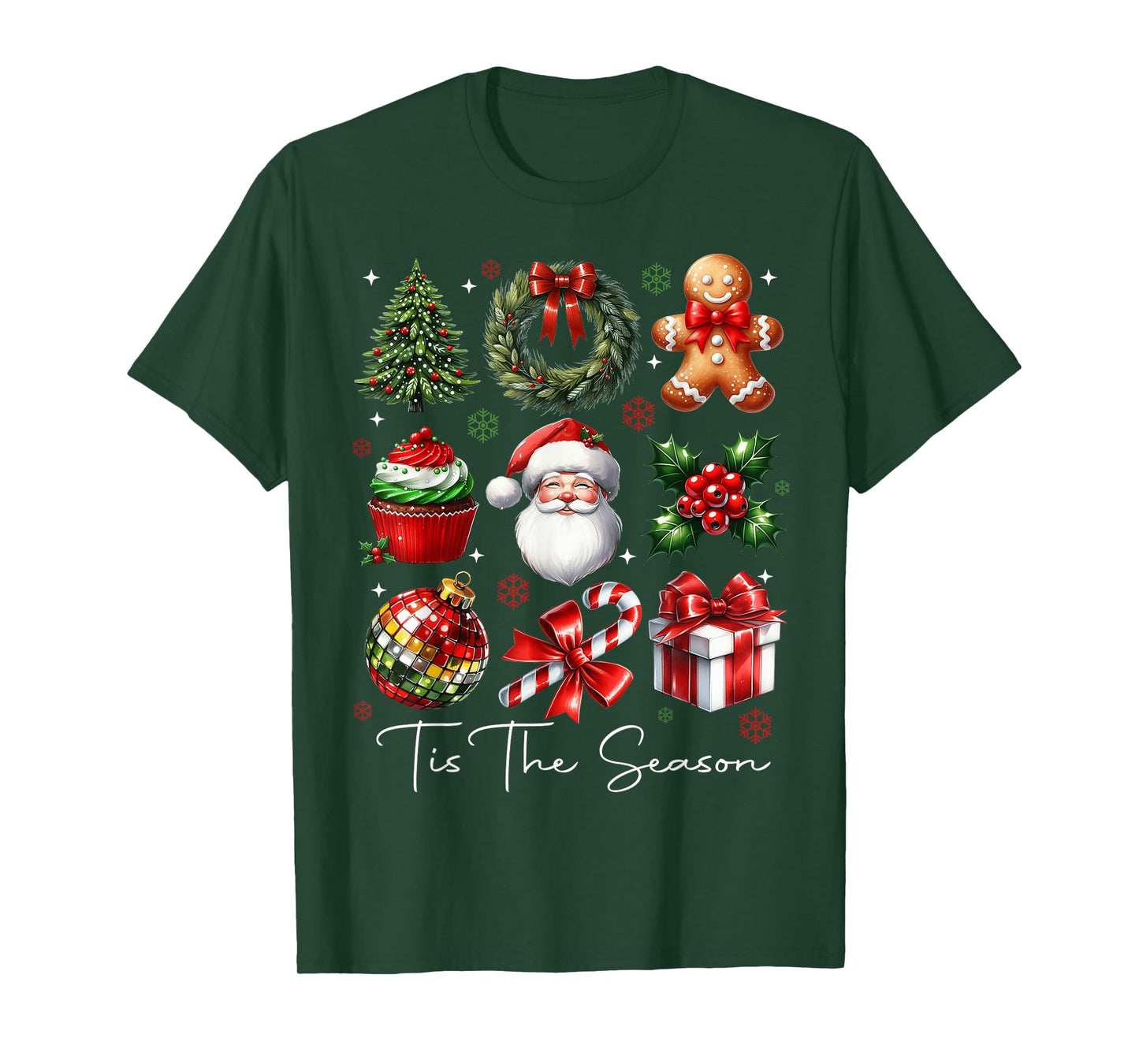 Tis The Season Christmas Santa Gingerbread Xmas Tree Pajamas T-Shirt