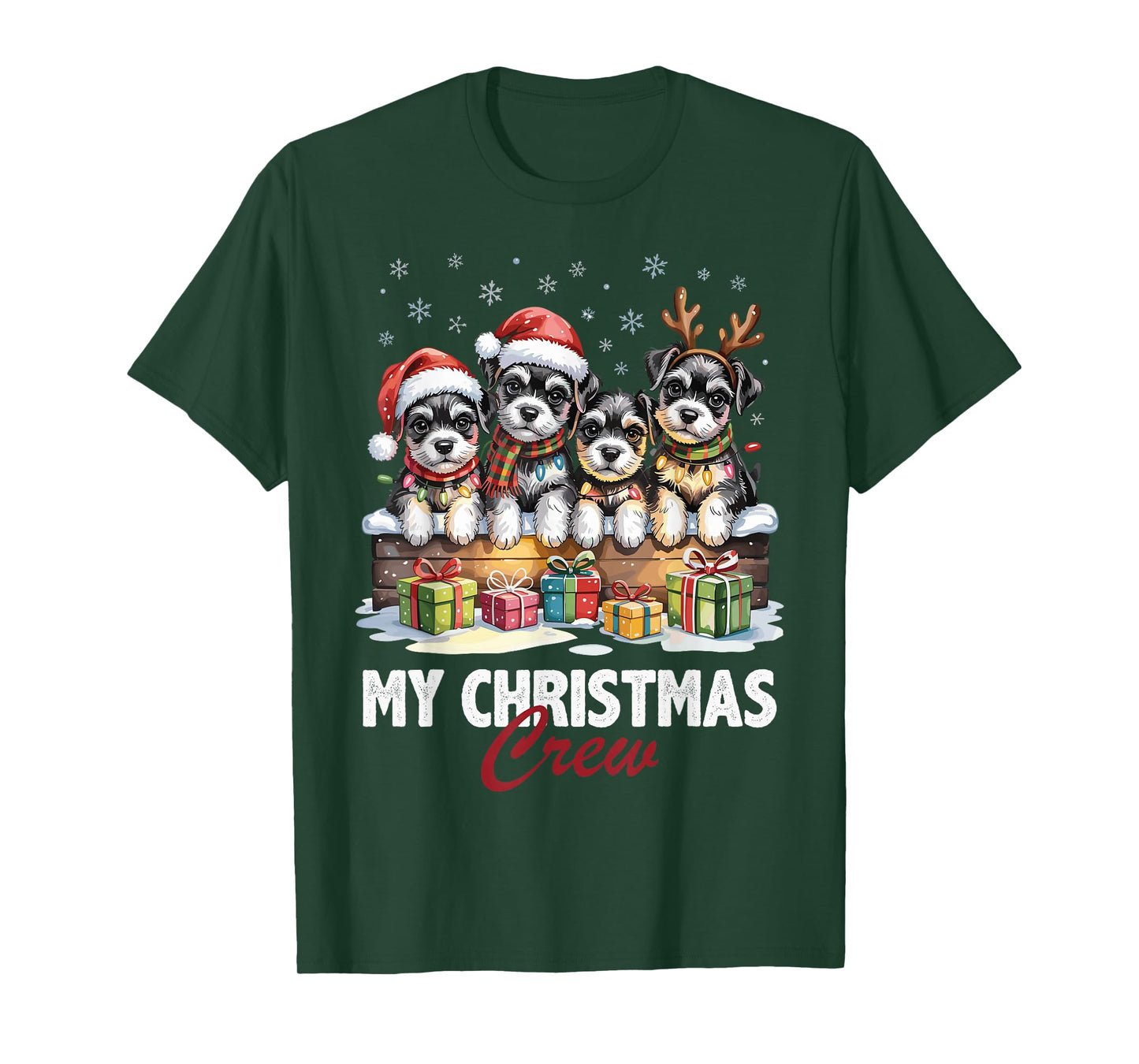 Miniature Schnauzer Christmas Crew Funny Dog Lovers Holiday T-Shirt