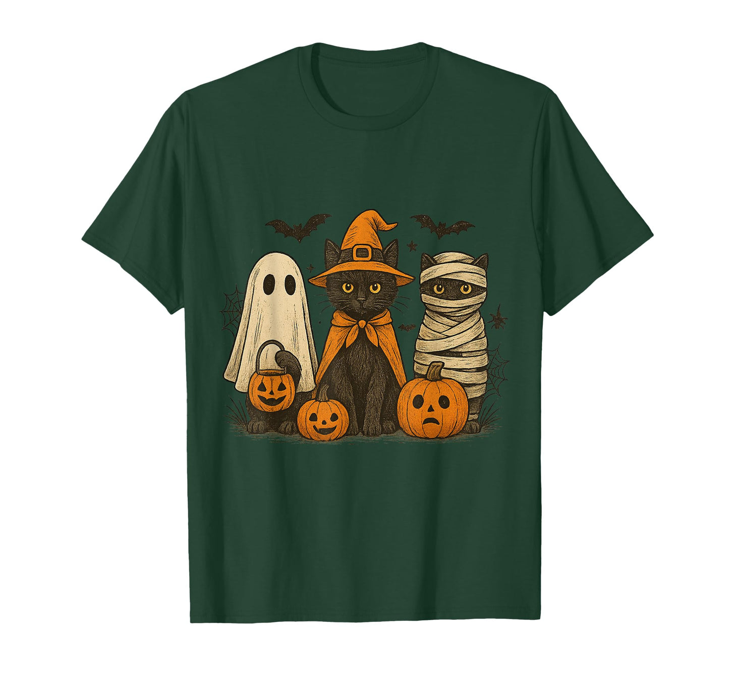 Black Cat Witch Scary Halloween Boo Ghosts T-Shirt