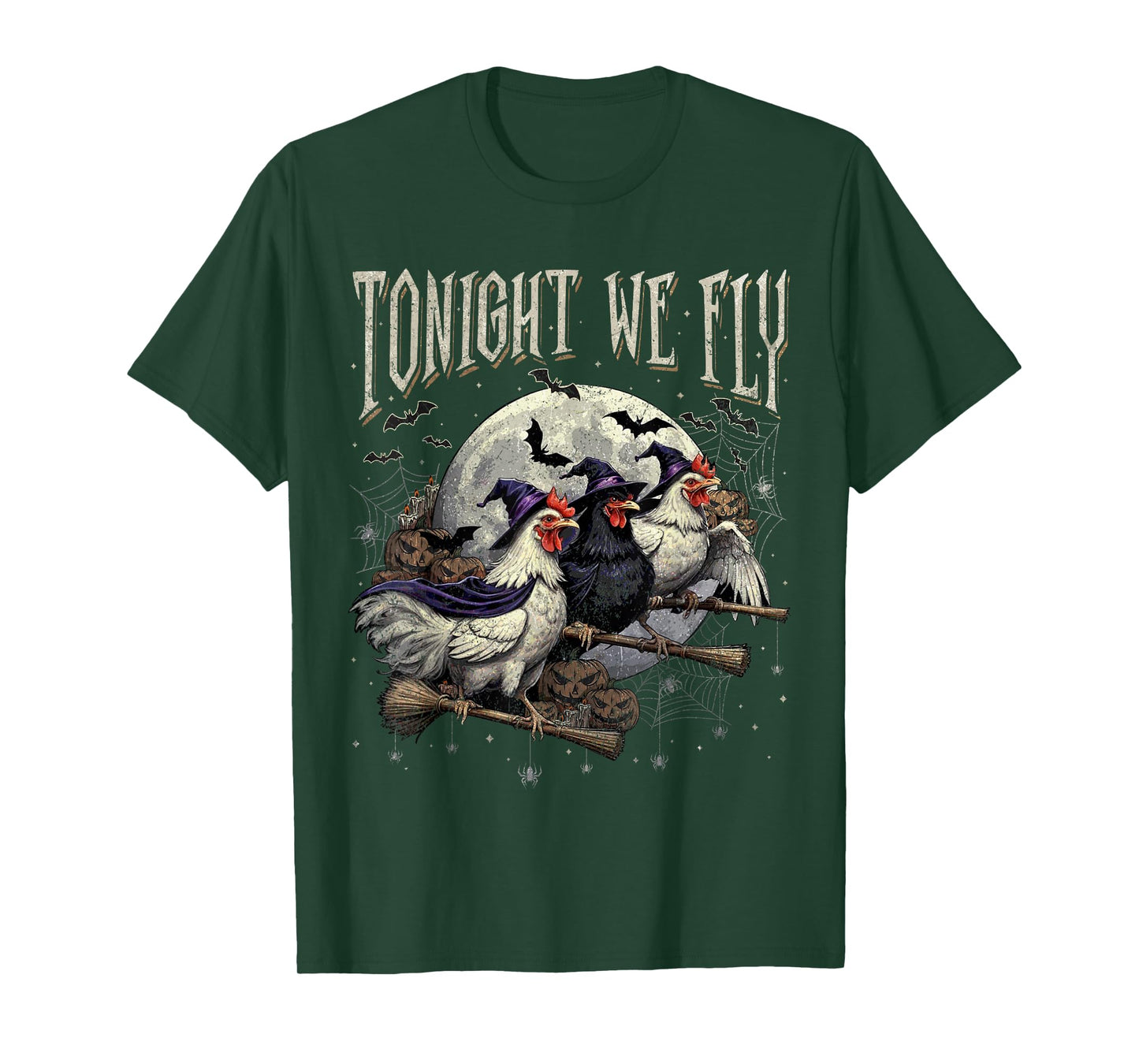 Tonight We Fly Funny Chicken Witches Halloween T-Shirt