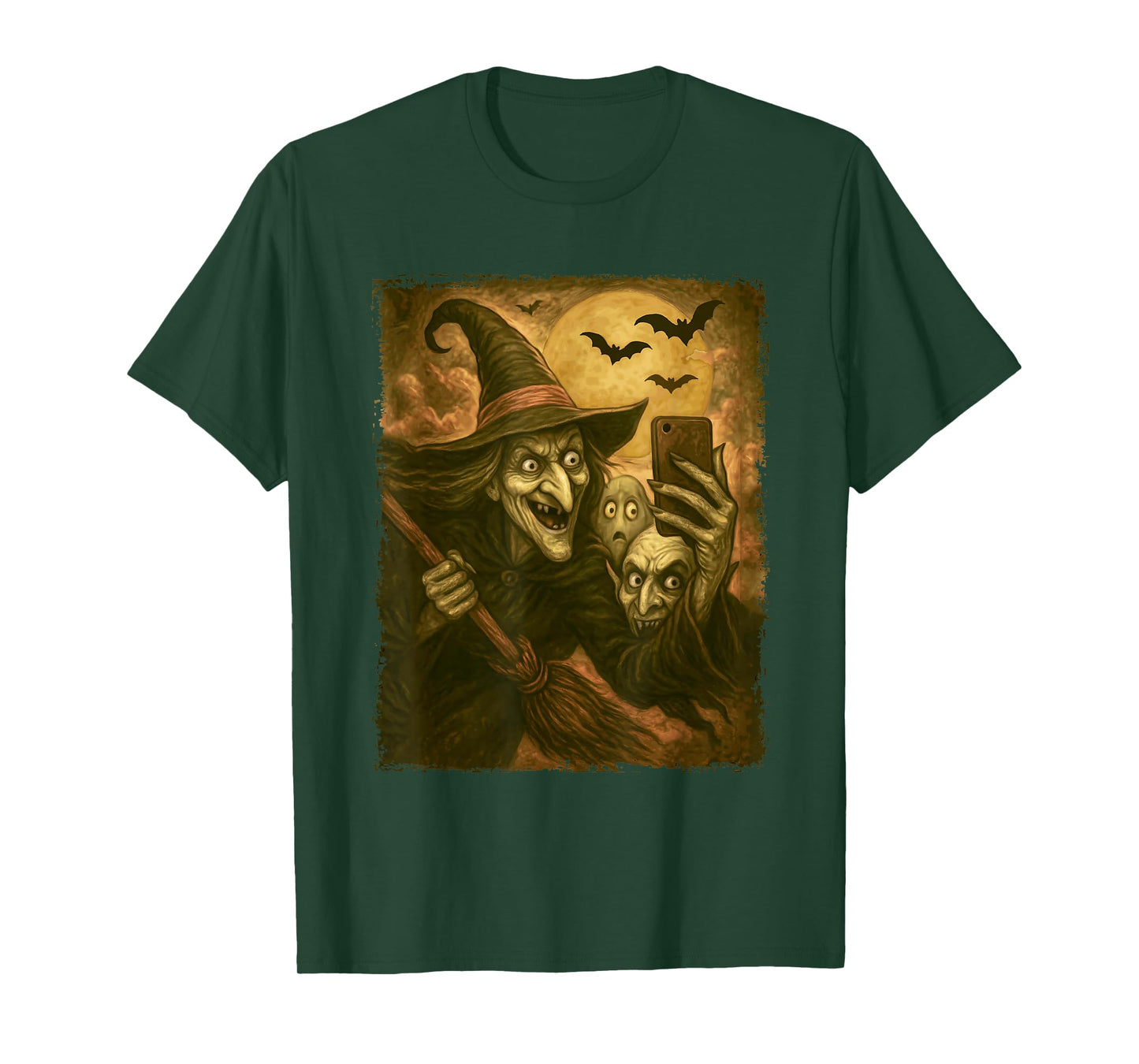 Funny Cell Phone Witch Group Selfie Meme Halloween T-Shirt