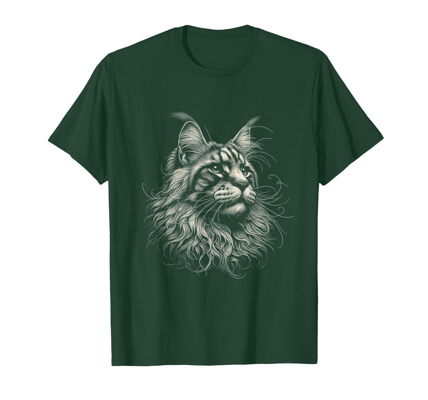 Vintage Maine Coon Cat Face Graphic Art Design T-Shirt