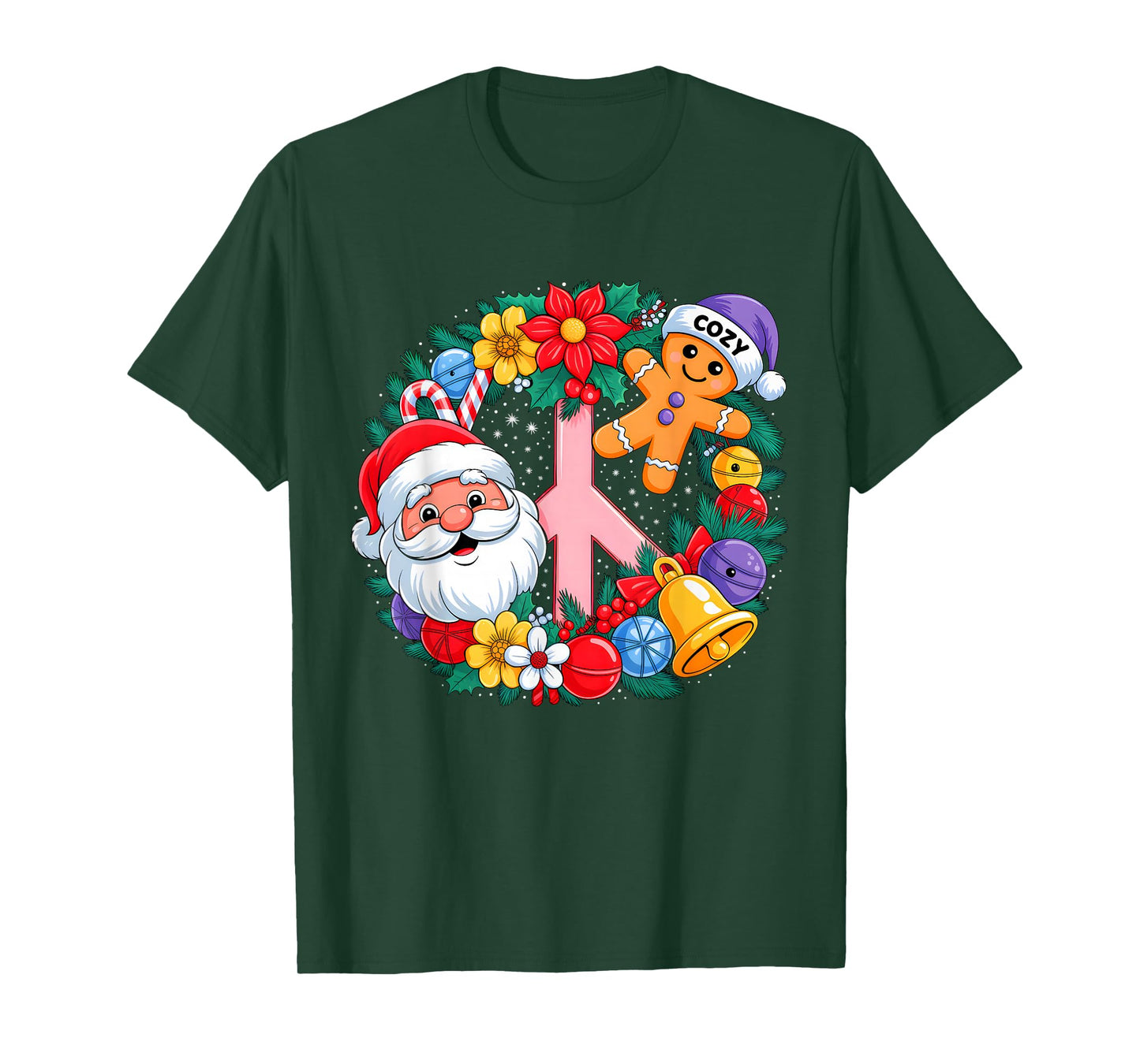 Retro Groovy Christmas Santa Claus Gingerbeard Xmas Vibes T-Shirt