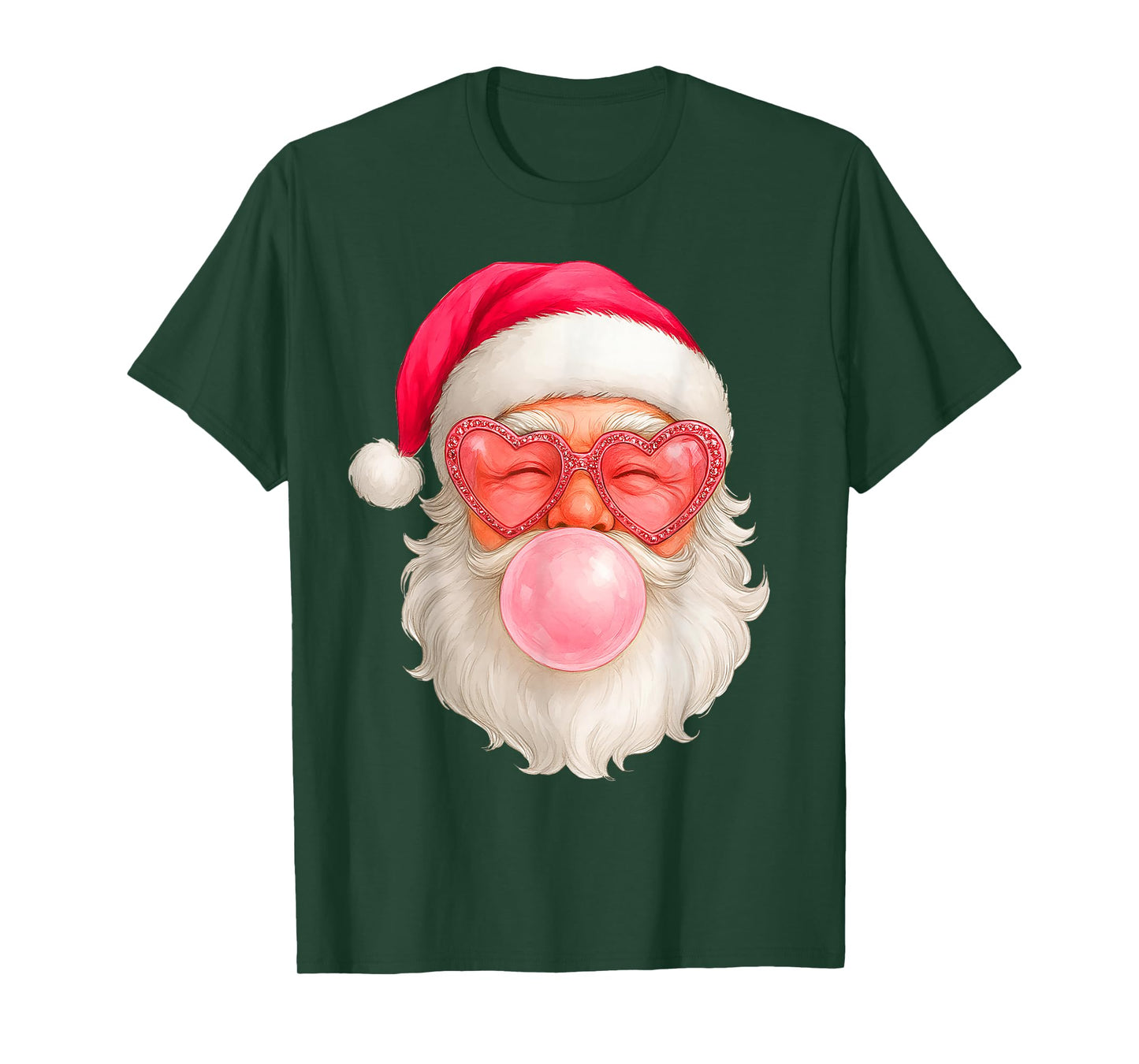 Santa Bubblegum Leopard Glasses Merry Christmas Pajamas Xmas T-Shirt