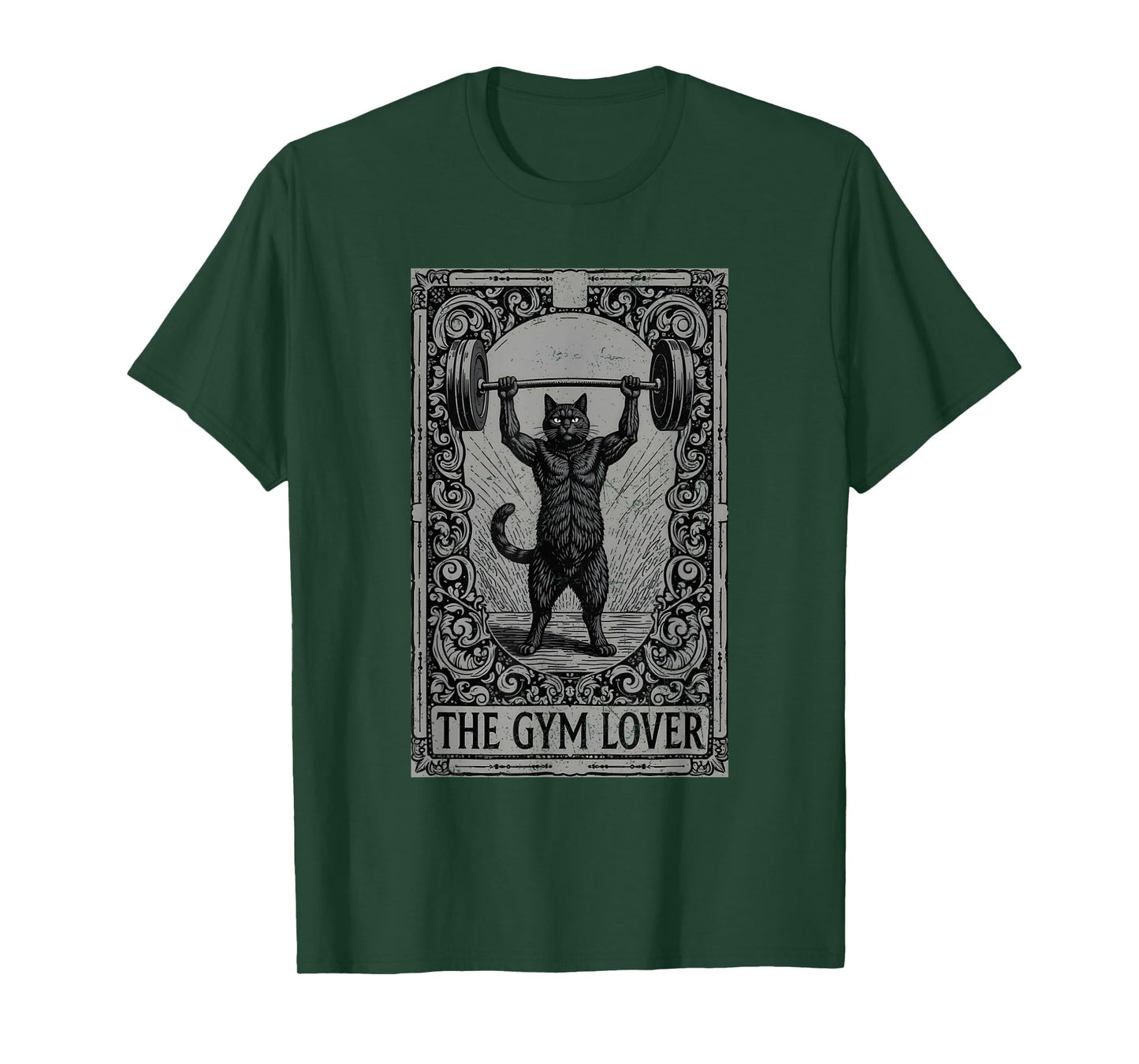 The Gym Lover Tarot Card Cat Lifting Weight Grunge Men Women T-Shirt