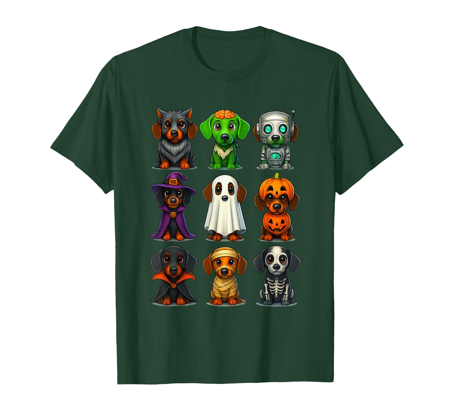 Halloween Dachshund Dogs Zombie Mummy Skeleton Pumpkin Witch T-Shirt