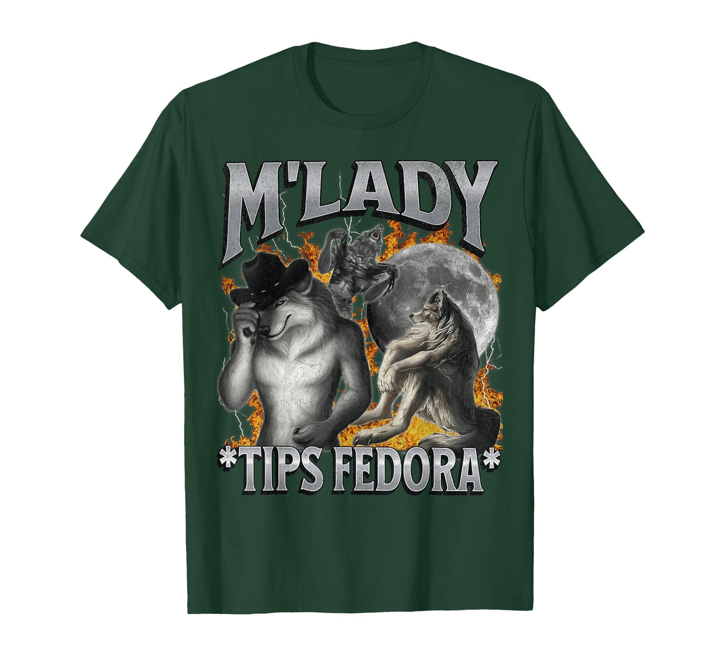M'Lady Tips Fedora Funny Cringe Werewolf Meme Bootleg T-Shirt