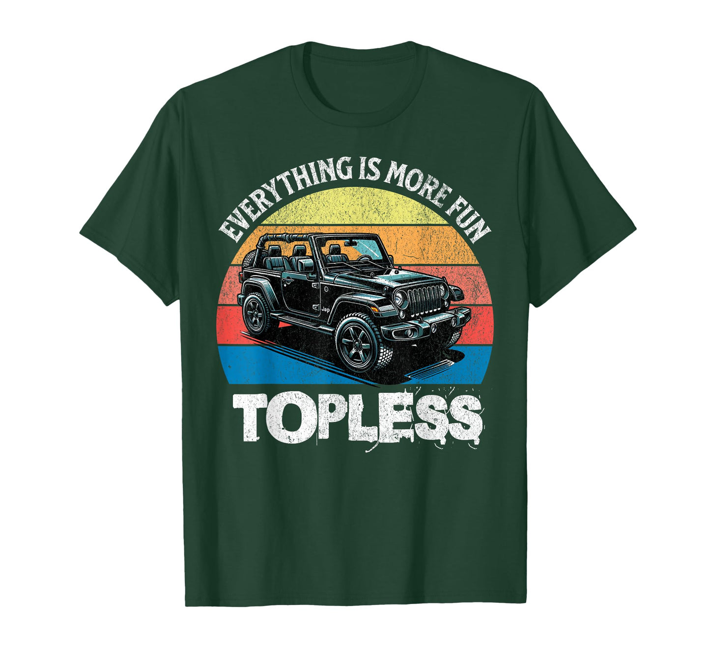 Retro Sunset Off-Roaders Everything Is More Fun Topless Men T-Shirt