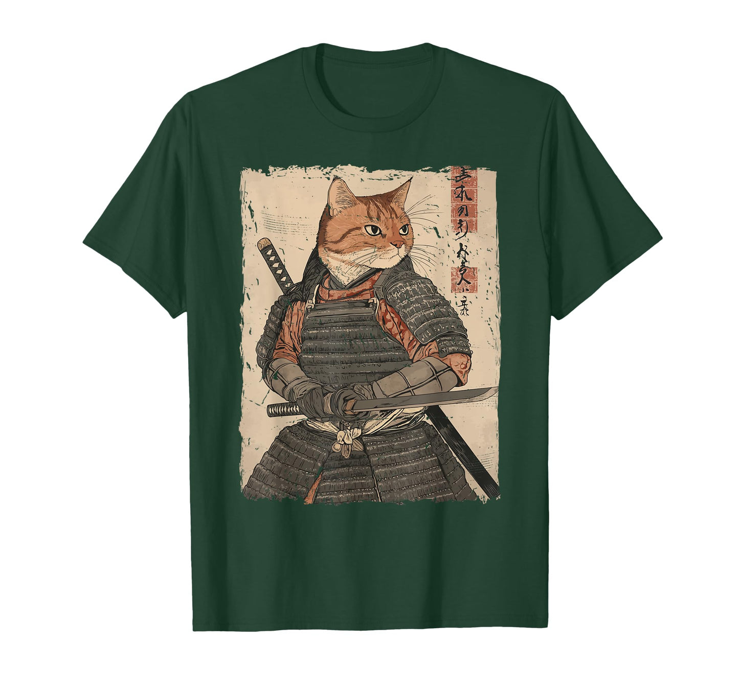 Samurai Cat Warrior Japanese Ukiyo-e Artwork Cat Samurai T-Shirt