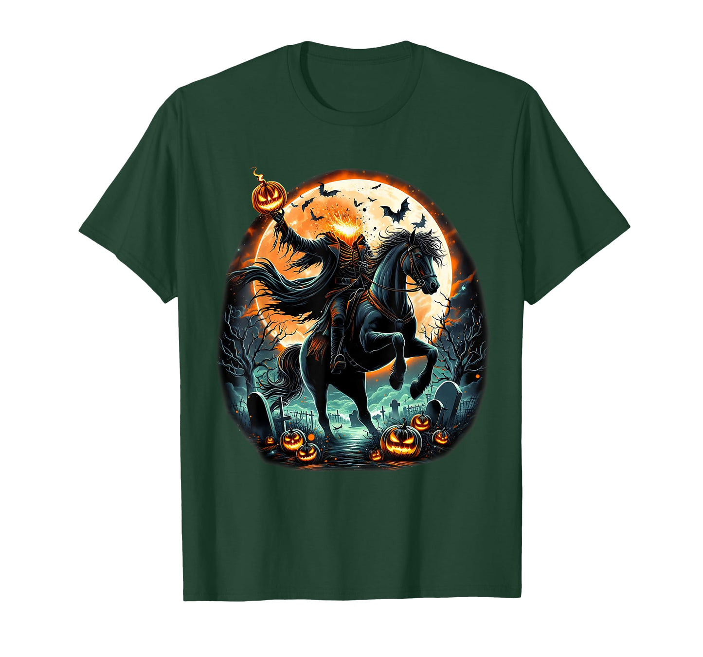 Pumpkin Headless Horseman Scary Halloween Tee T-Shirt