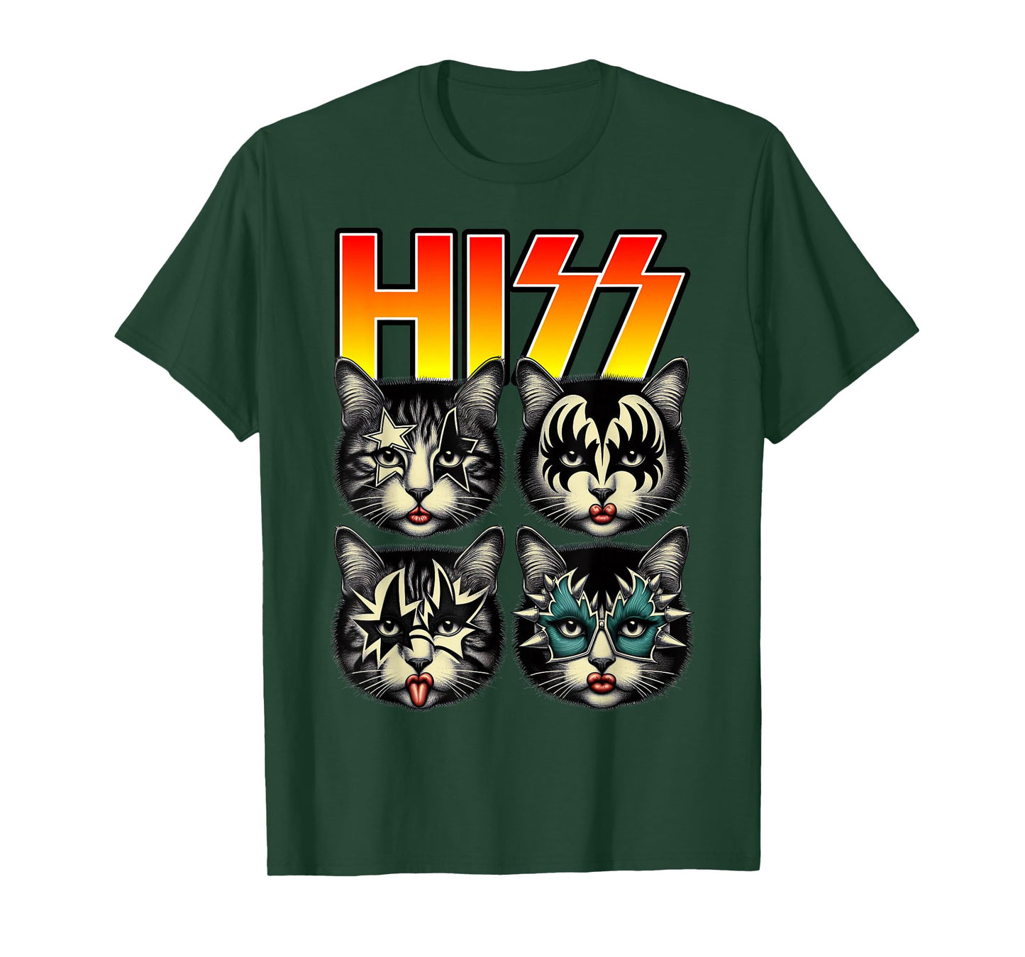Retro Cat Rock Music Concert Band Hiss Funny Cat Kitten Love T-Shirt