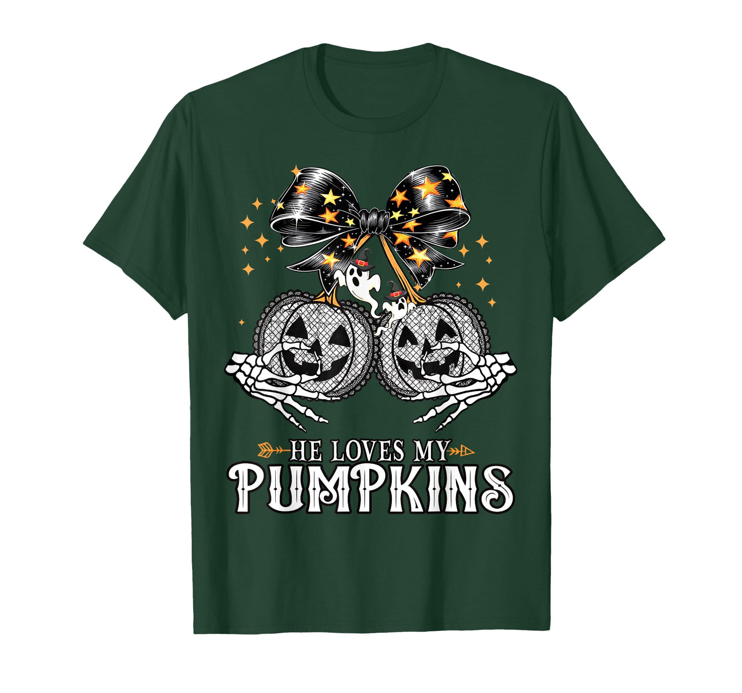 He Loves My Pumpkins I Like His Broomstick Halloween Couples T-Shirt