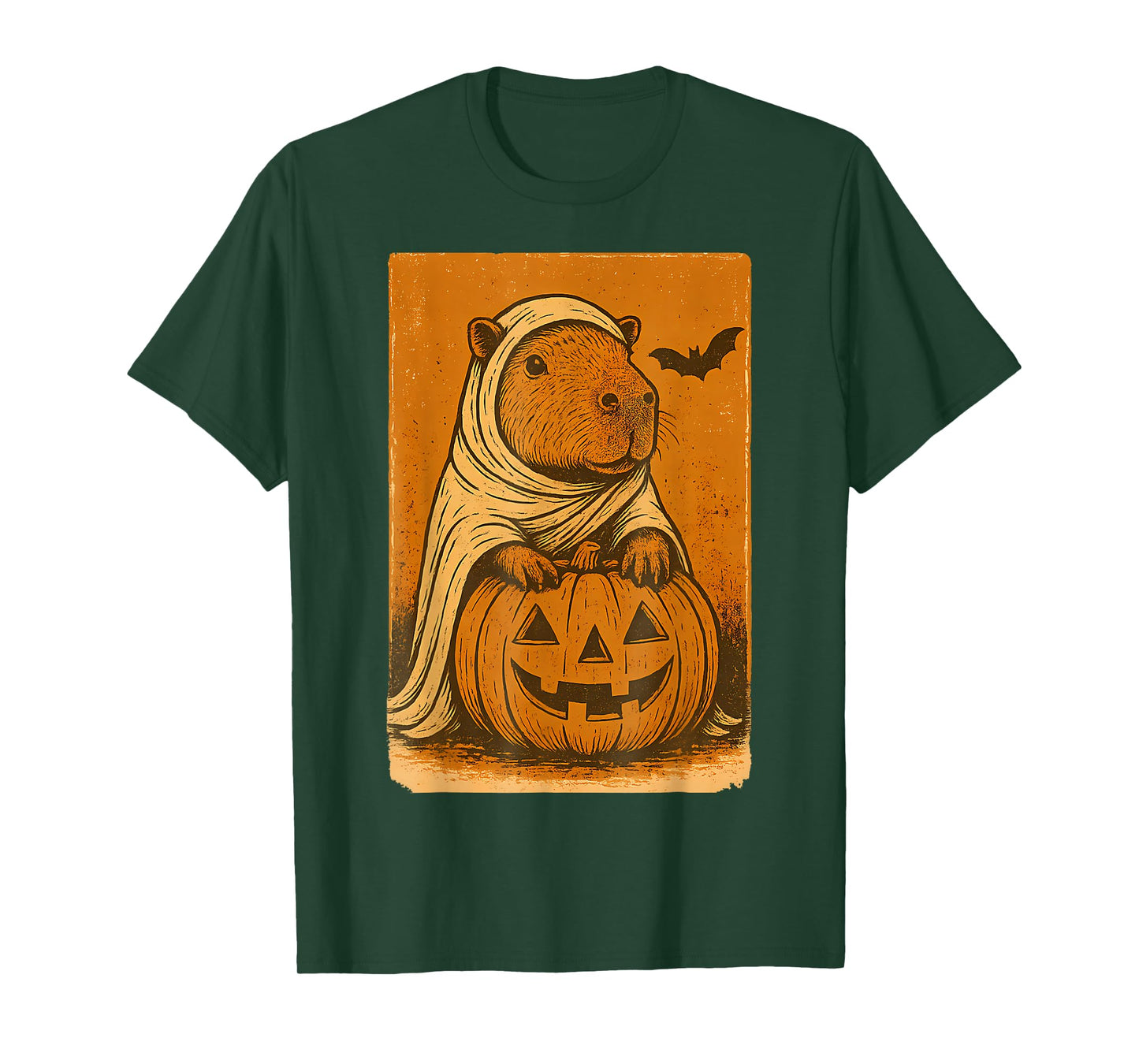 Vintage Capybara Ghost Halloween Pumpkin Spooky Season T-Shirt