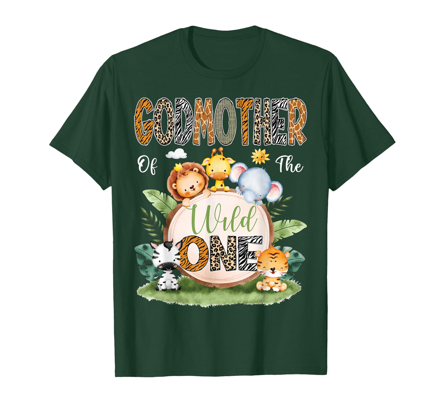 GodMother Of The Wild One 1St Birthday Kids Safari Jungle T-Shirt