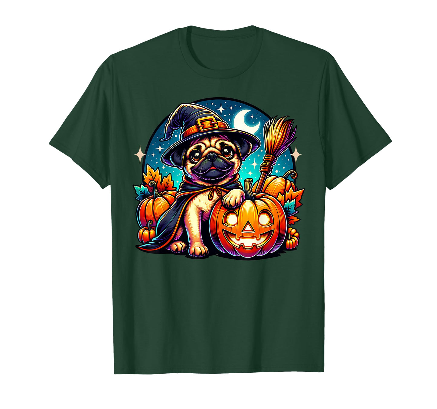 Pug Halloween - in A Cute Witch Costume for Dog Lovers T-Shirt