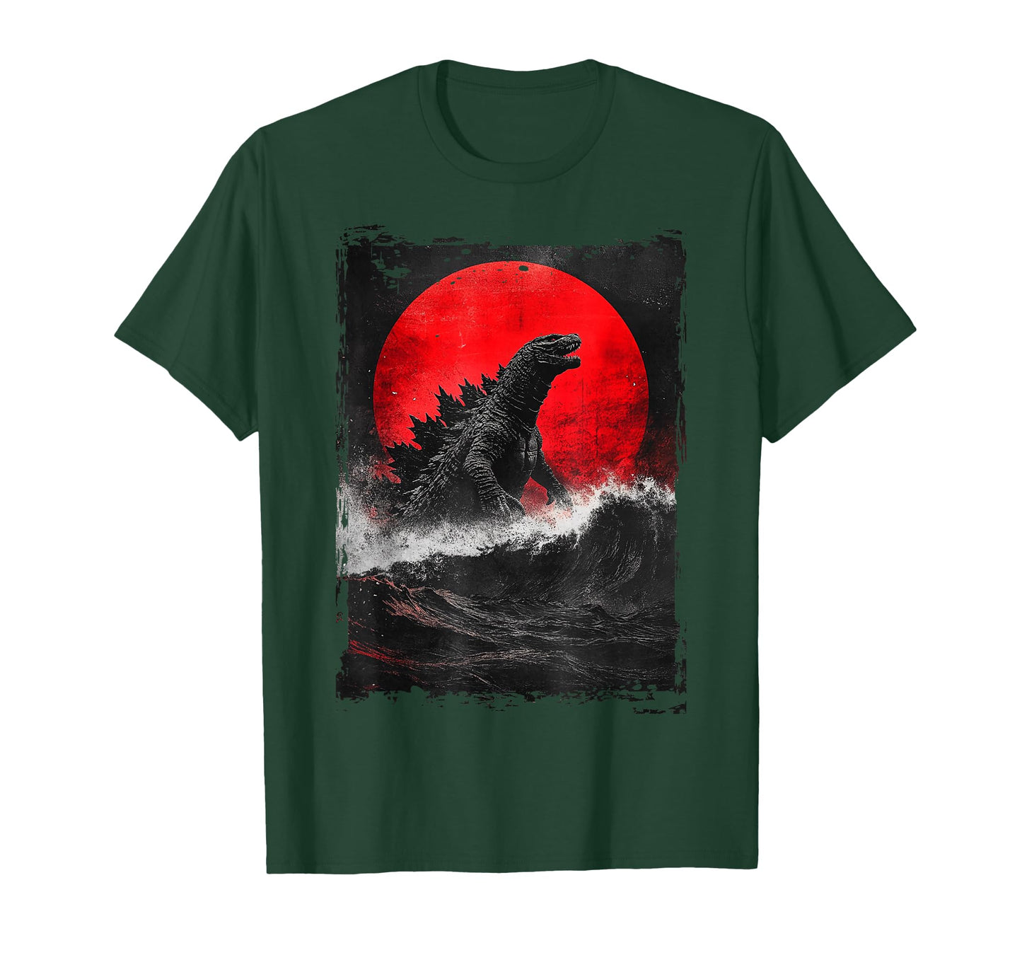 Japanese Kaiju Art T-Shirt: Unisex-Adults, Kids; Black; Small; Short Sleeve; Cotton, Polyester; Unique Kaiju Design