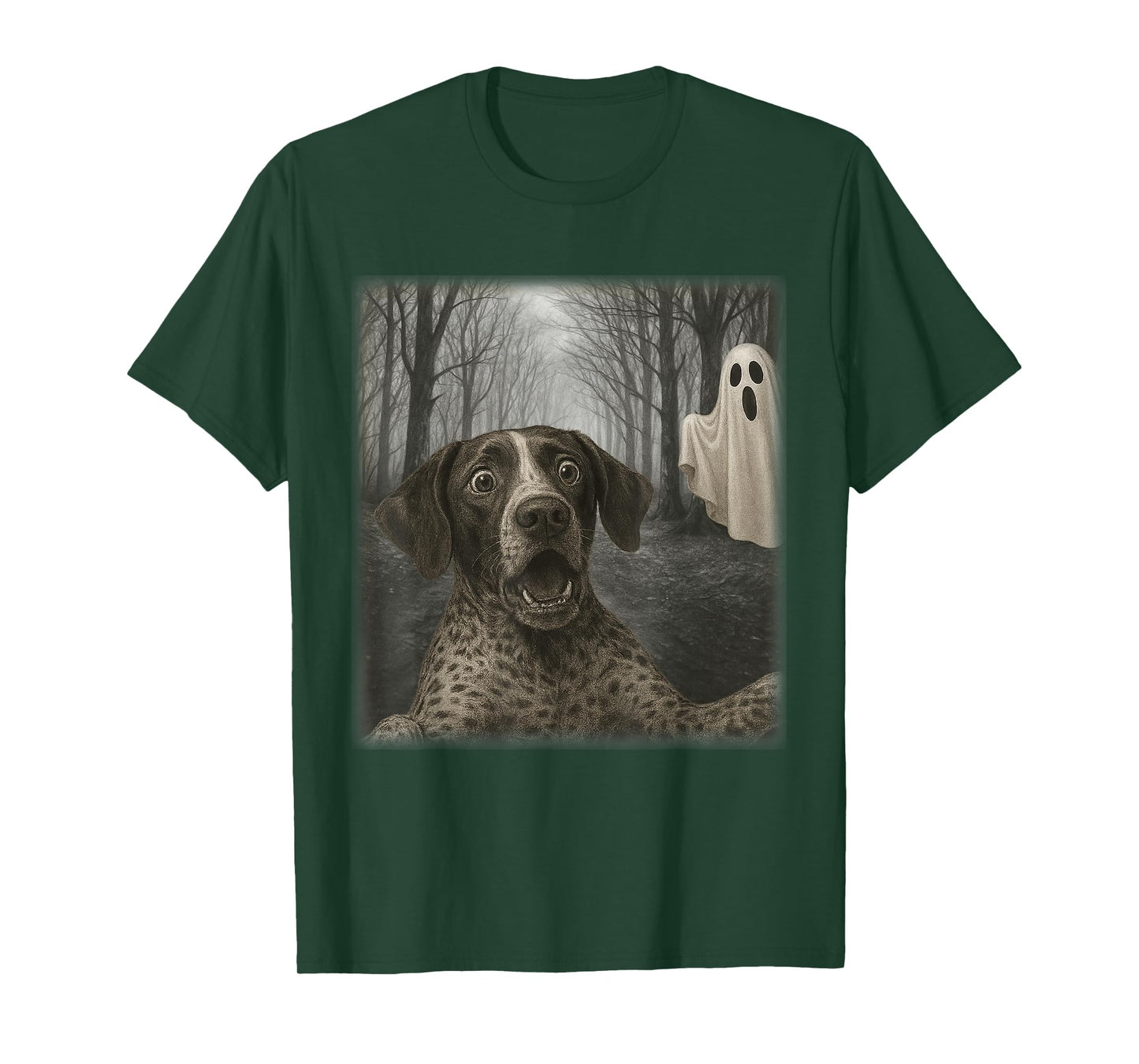 Funny Halloween German Shorthaired Pointer Selfie with Ghost T-Shirt