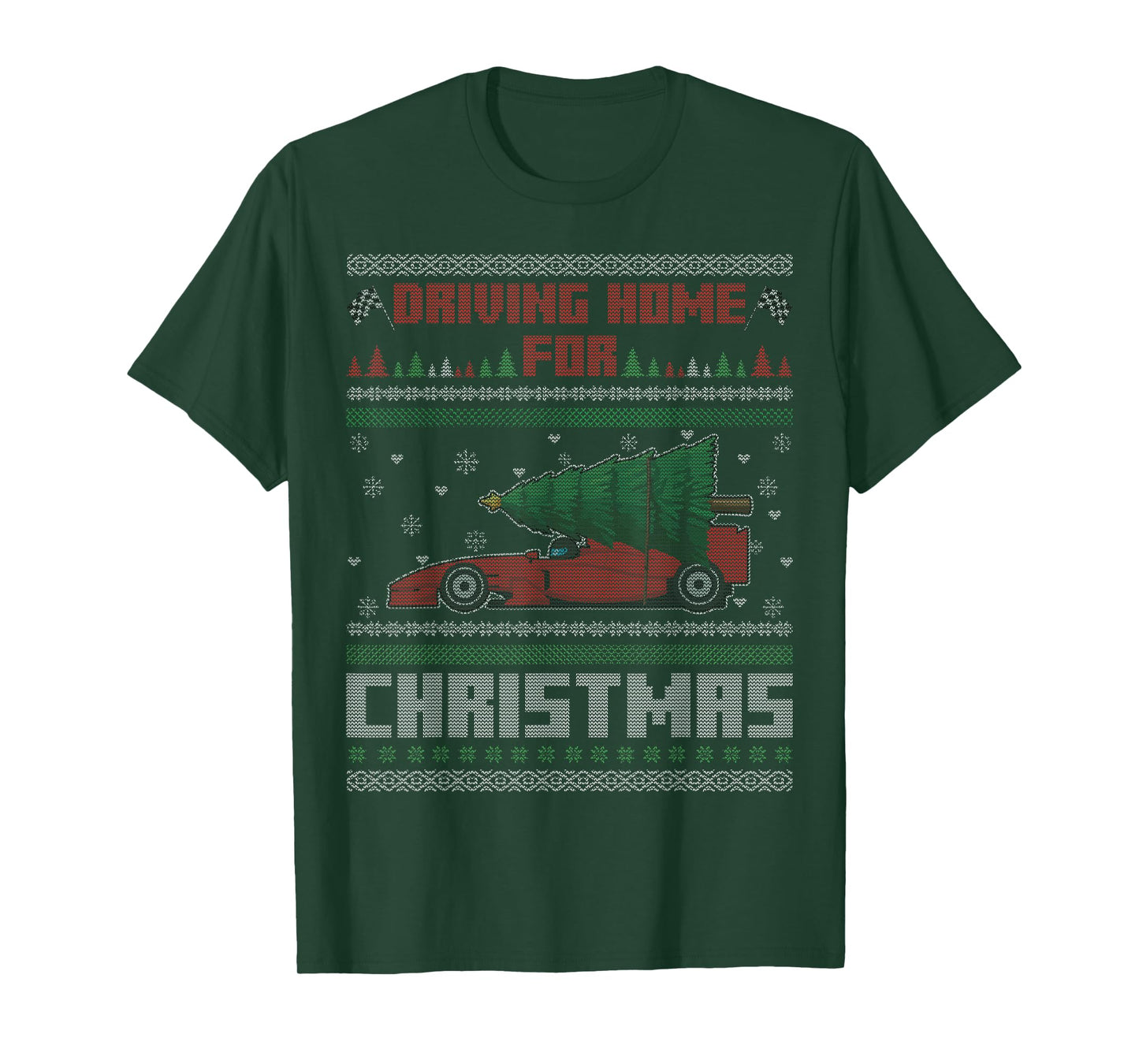 Driving Home for Christmas Racer Funny Ugly Christmas T-Shirt