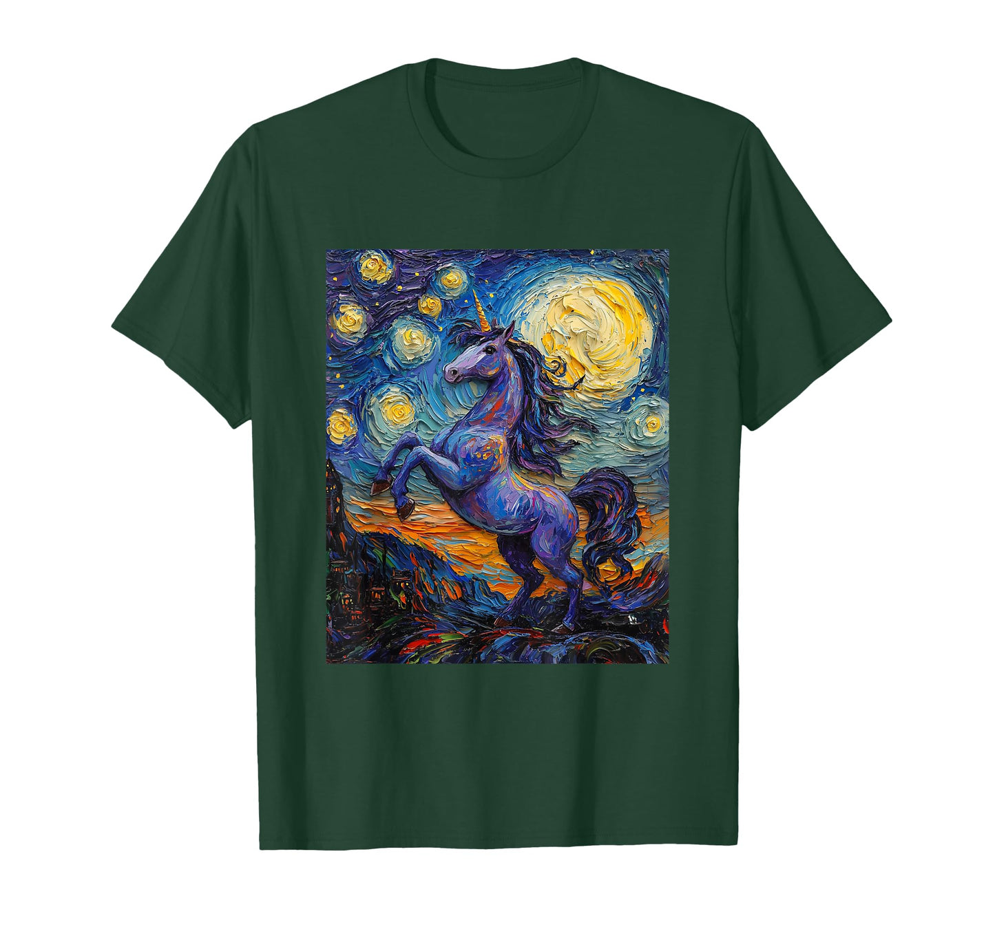 Cute Unicorn - Van Gogh Style - Starry Night T-Shirt