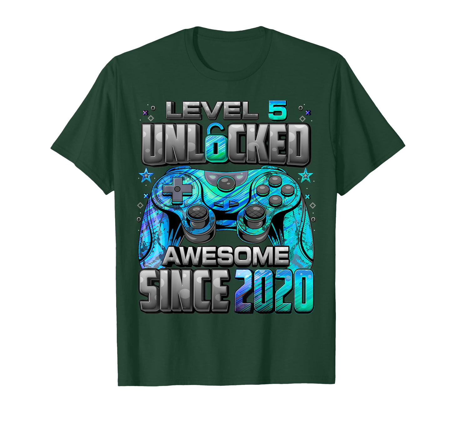 Level 5 Unlocked Awesome Since 2020 5th Birthday Gaming T-Shirt