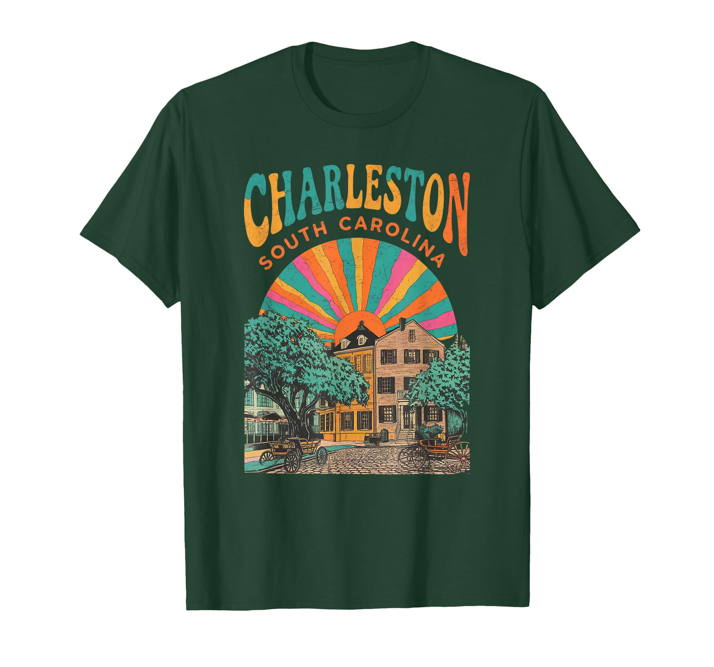 Retro Charleston South Carolina Sunset Coastal Vintage T-Shirt