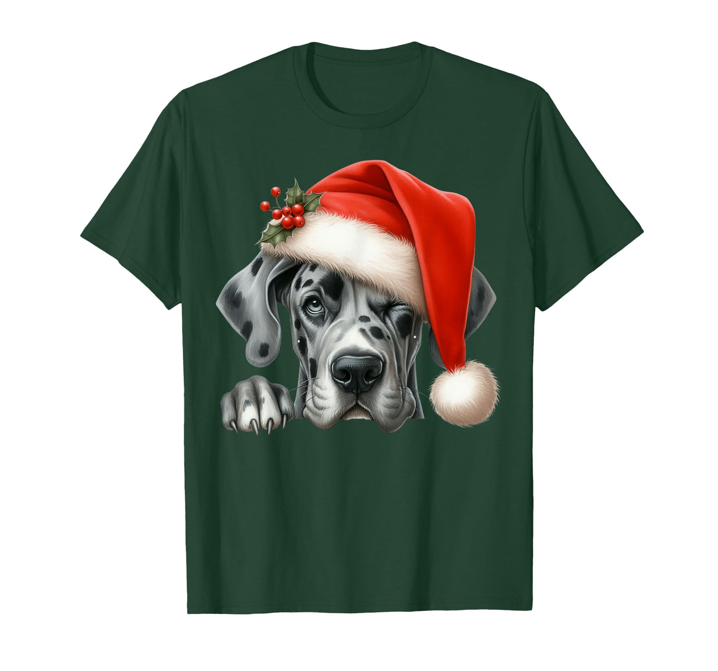 Great Dane Dog Christmas Santa Hat Dog Mom Dad T-Shirt