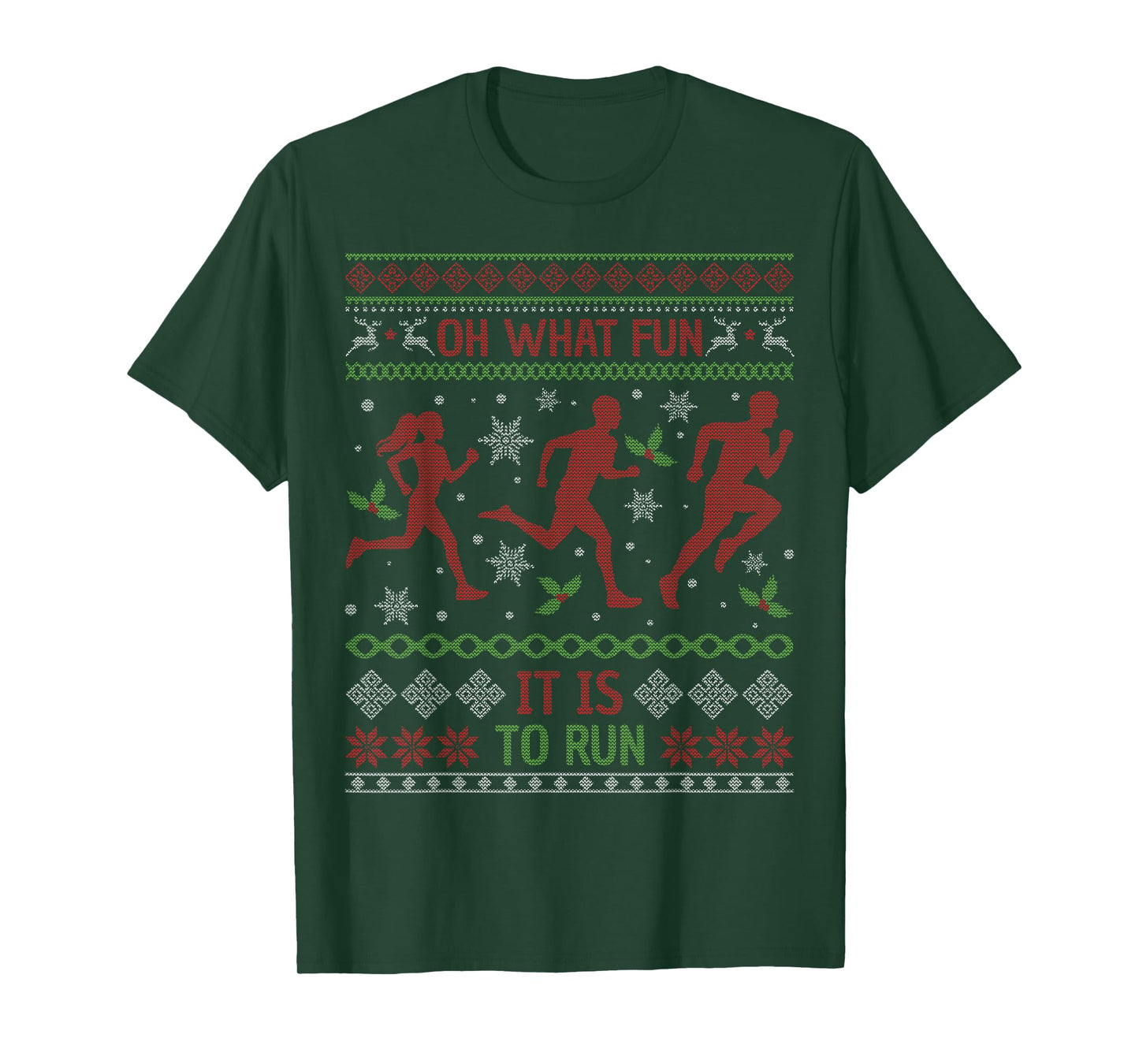 Oh What Fun It is to Run Running Ugly Christmas T-Shirt