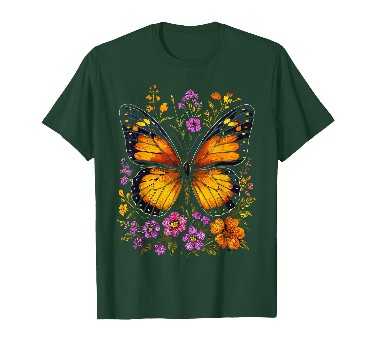 Monarch Butterfly Floral Nature Insect Lover Garden T-Shirt
