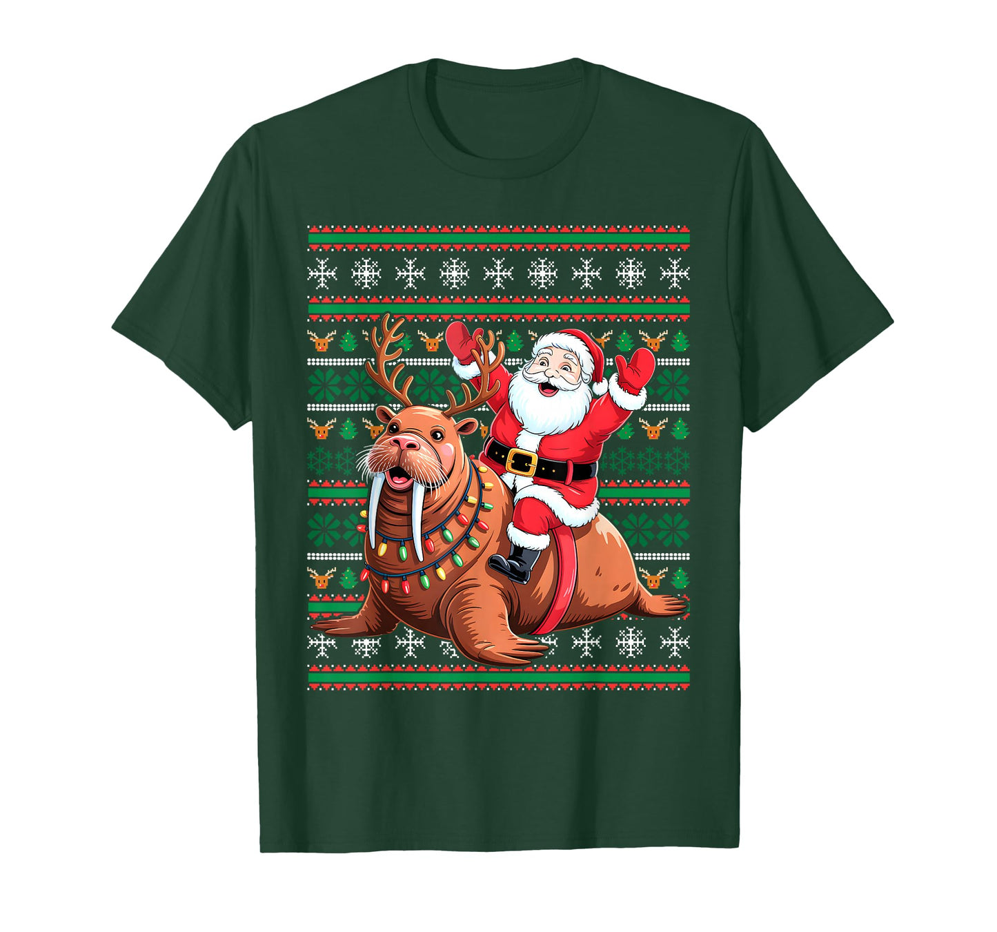 Xmas Holiday Ugly Santa Riding Sea Lion Christmas T-Shirt