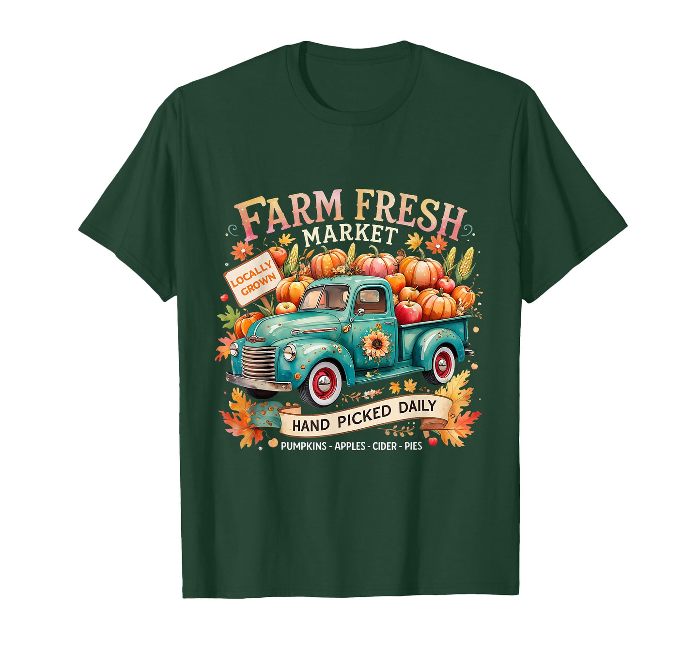 Farm Fresh Market Vintage Truck Pumpkin Fall T-Shirt