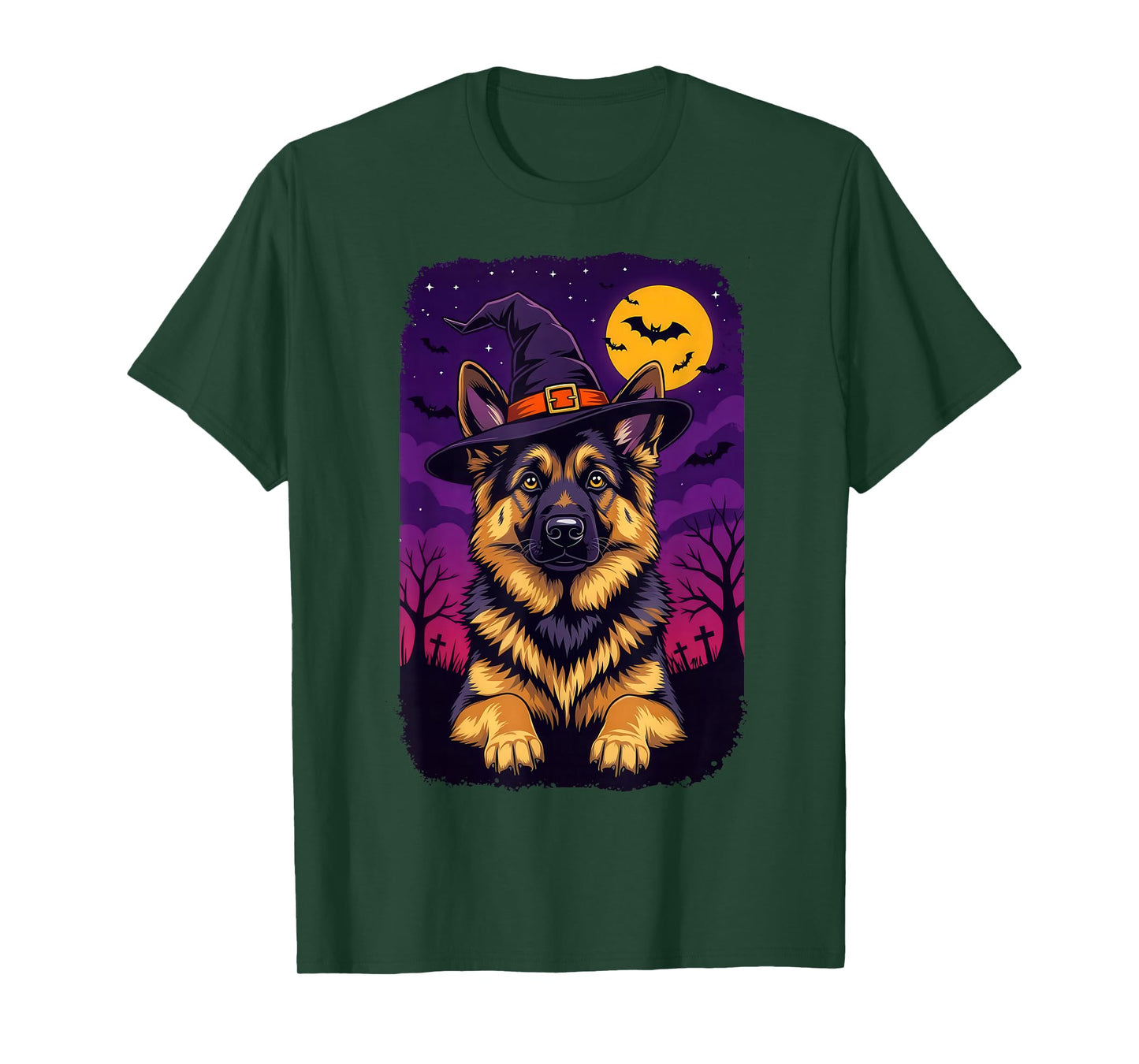 German Shepherd Halloween Witch Hat T-Shirt