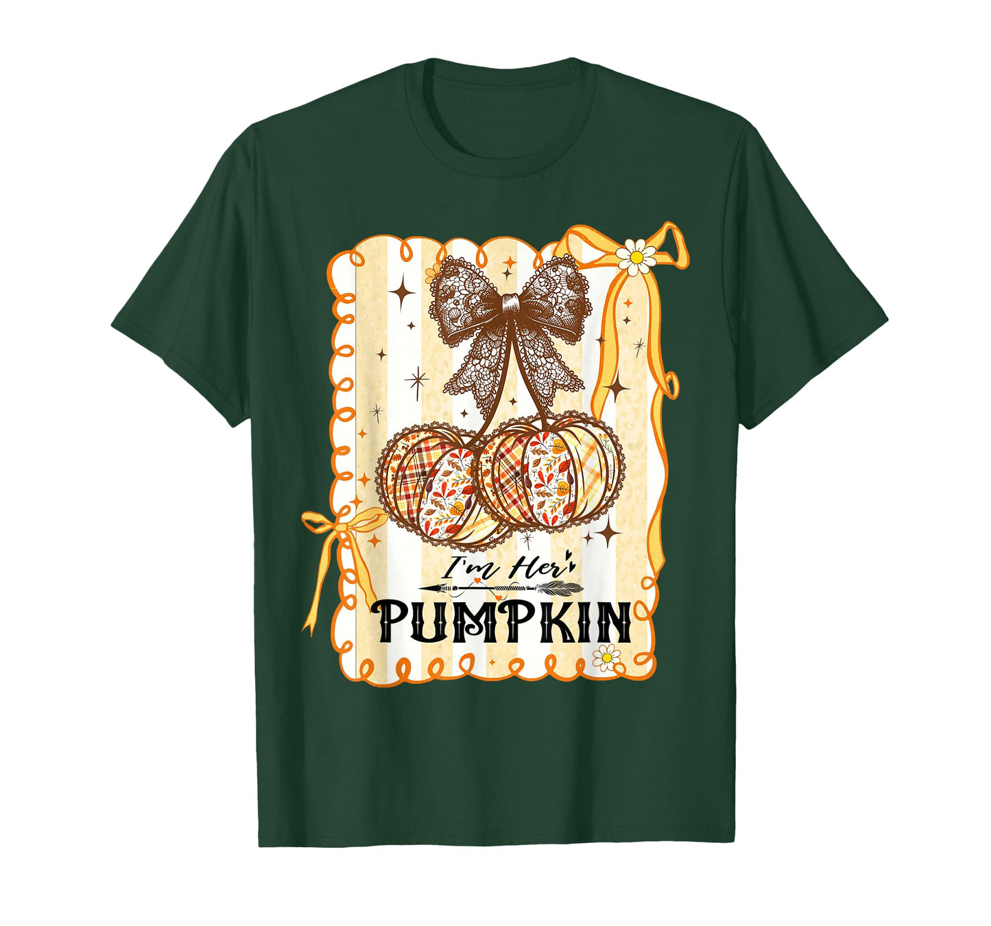 I'm Her Pumpkin Cherry Couple Coquette Bow Fall Thanksgiving T-Shirt