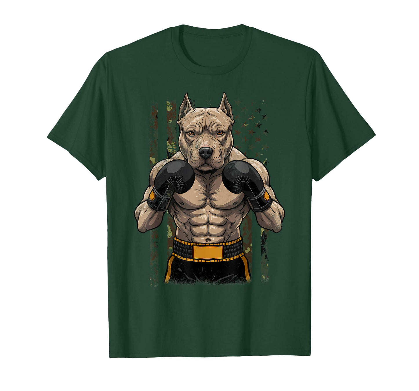 Vintage Style Boxing Camouflage USA Pit Bull Funny Dog boxer Men Women Kids T-Shirt