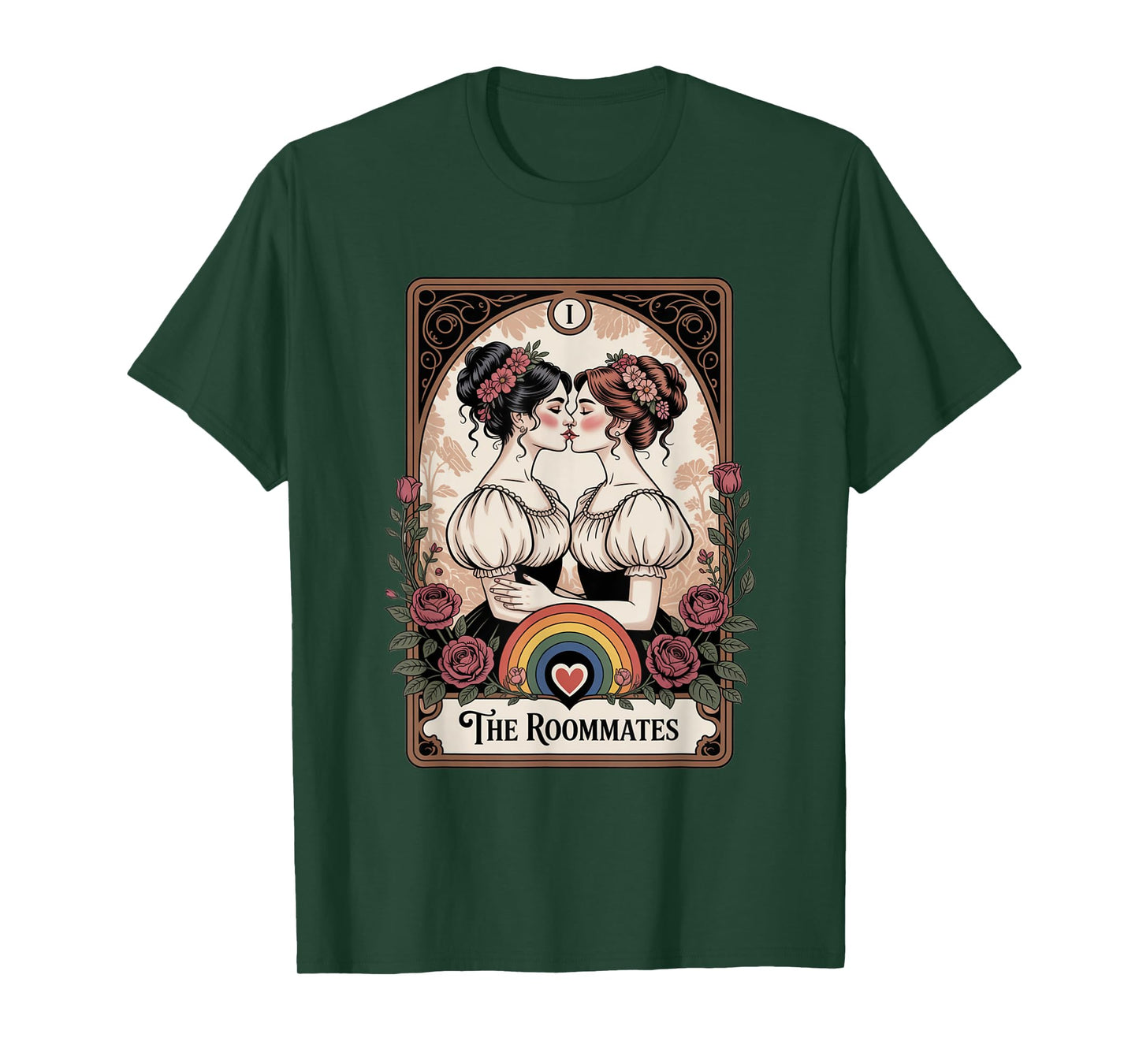 Roommates Vintage Tarot Pride Lesbian Art T-Shirt