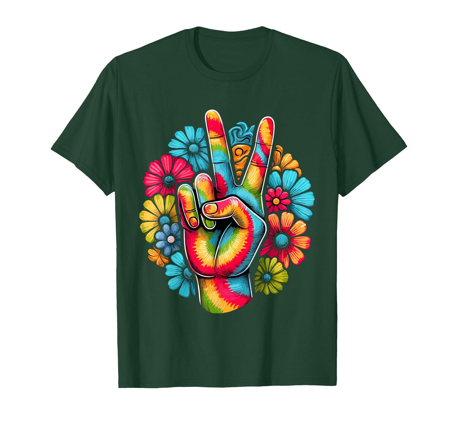 Love and Peace Tie Dye Flower Hippie T-Shirt