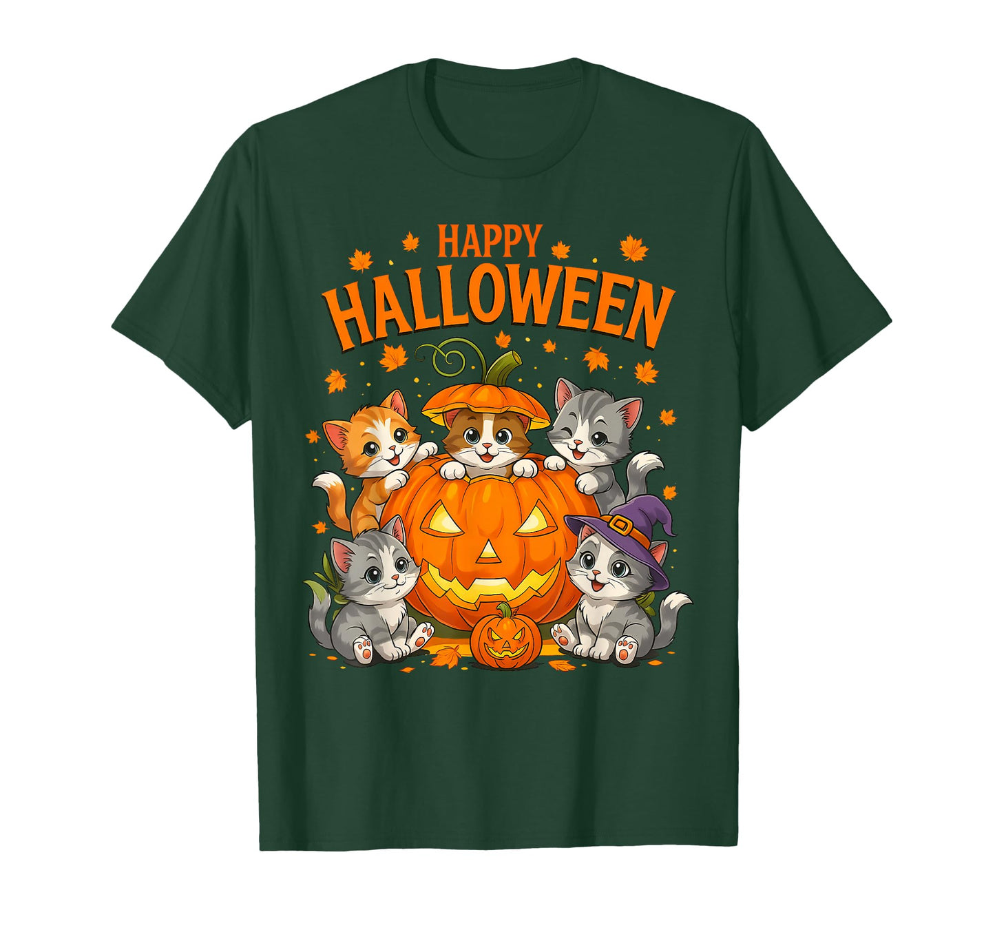 Happy Halloween Funny Pumpkin Halloween cat Spooky Season T-Shirt