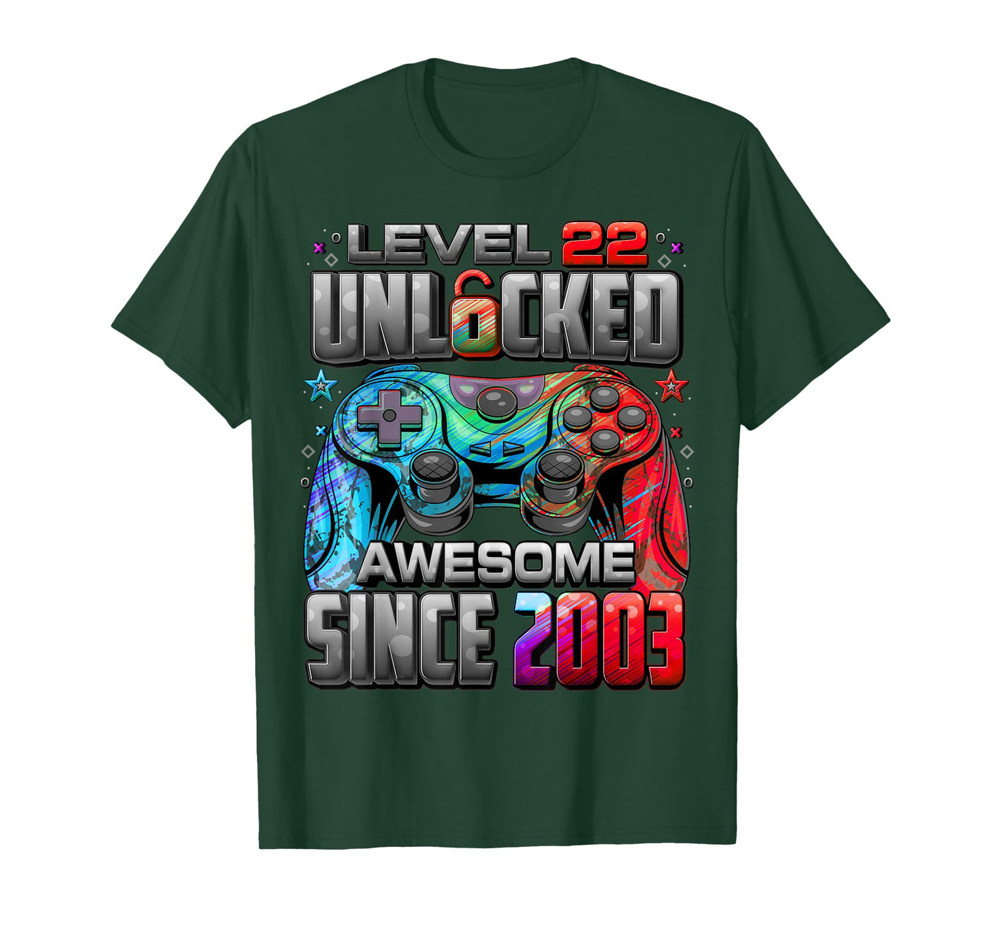 Level 22 Unlocked Awesome Since 2003 22nd Birthday Gaming T-Shirt