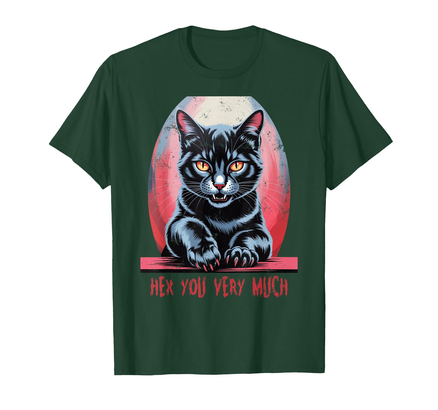 Vintage Hex You Very Much Spooky Black Cat Halloween T-Shirt