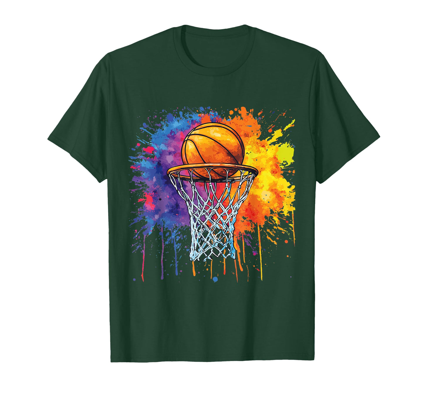 Basketball Colorful Drip Graphic T-Shirt