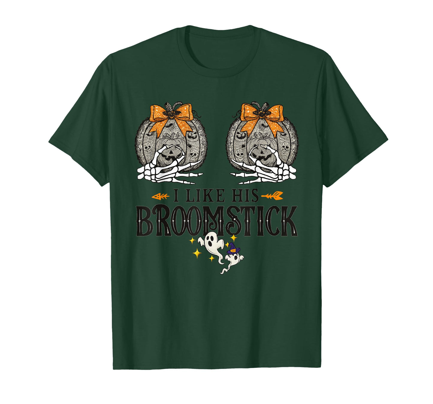 I Like His Broomstick He Likes My Pumpkins Couples Halloween T-Shirt