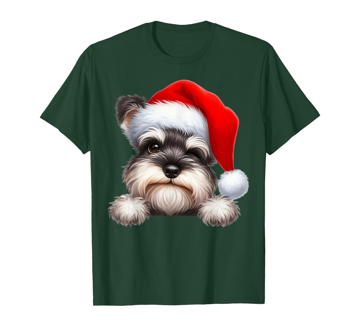 Miniature Schnauzer Dog Christmas Santa Hat Dog Mom Dad T-Shirt