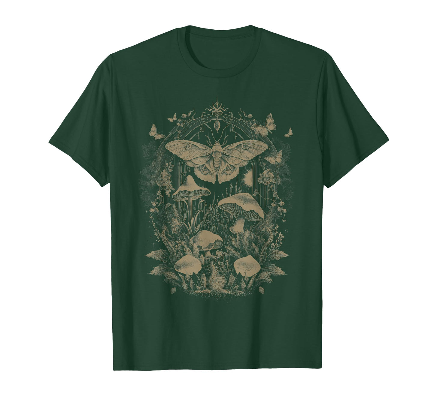 Butterfly Grunge Fairycore Therian Clothing Cute Moth Aesthetic Floral T-Shirt for Women & Girls, Unisex-Adults & Kids, Brown, Small, Short Sleeve, Classic Fit