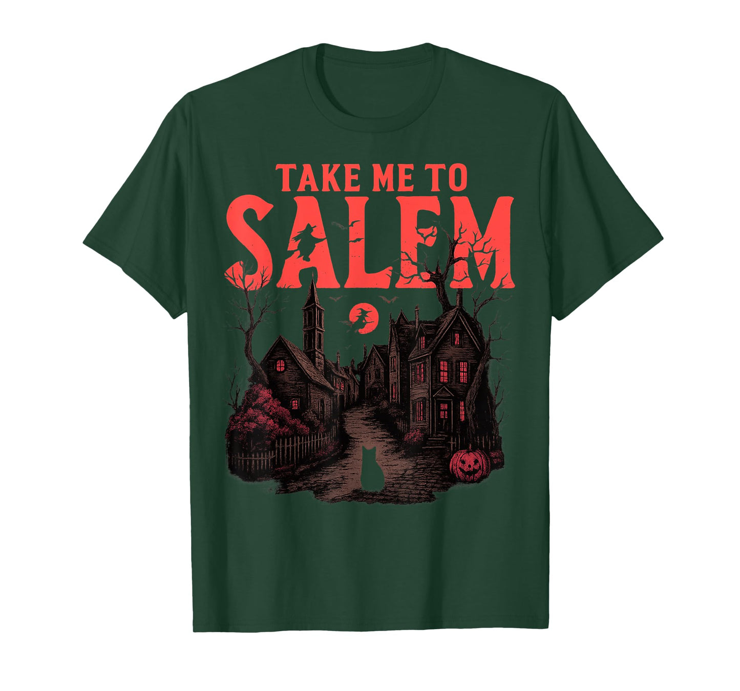 Take Me to Salem Black Cat Halloween Retro Vintage Salem Tee T-Shirt