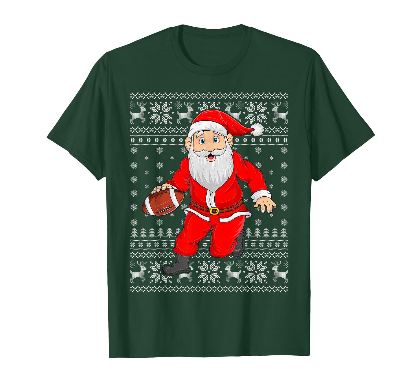 Santa Playing Football Ugly Christmas Sweaters Xmas T-Shirt